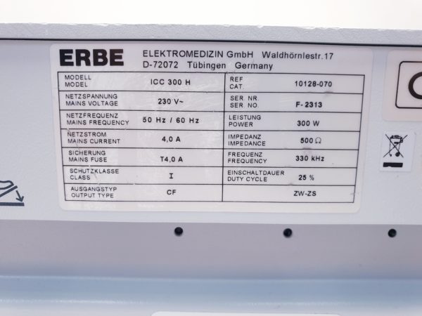 ERBE ICC 300 ICC300 H HF-Chirurgiegerät 300 Watt Leistung mit Fusschaltter – Bild 14