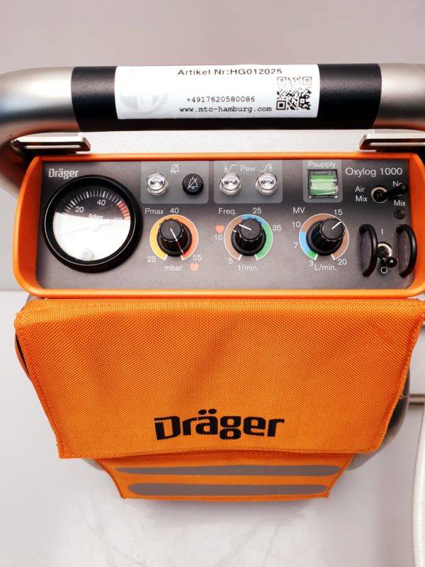 Dräger-Draeger Oxylog 1000 Notfallbeatmungsgerät mit Metall Halter – Bild 3