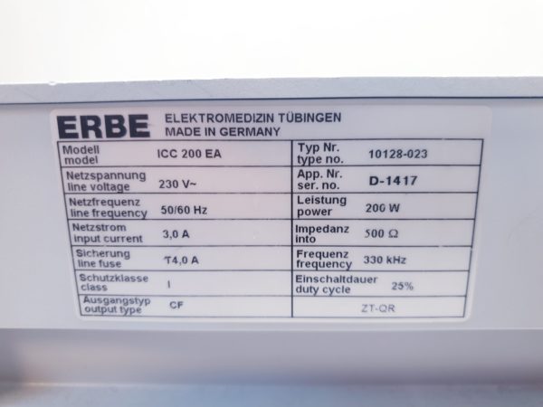 Erbe ICC 200 ohne Fußschalter HF Gerät – Bild 7