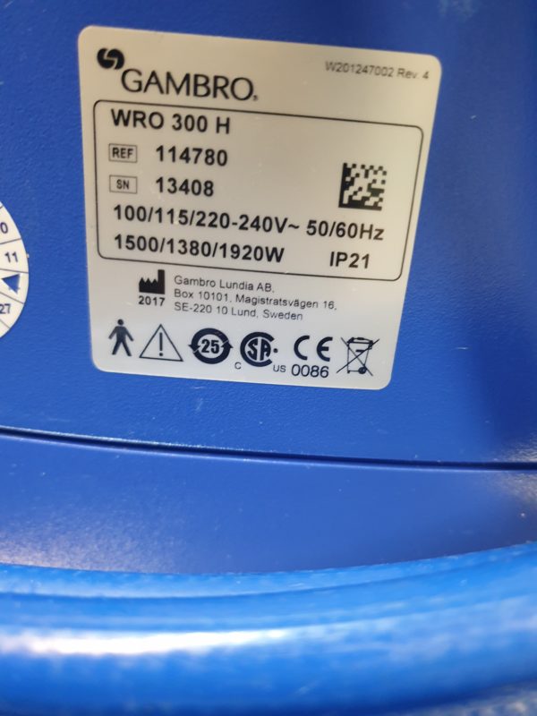 Gambro  WRO 300 H - WRO300H - Umkehrosmose-Wasseraufbereiter - Wasseraufbereitungsanlage - Mobile für Dialyse – Bild 16