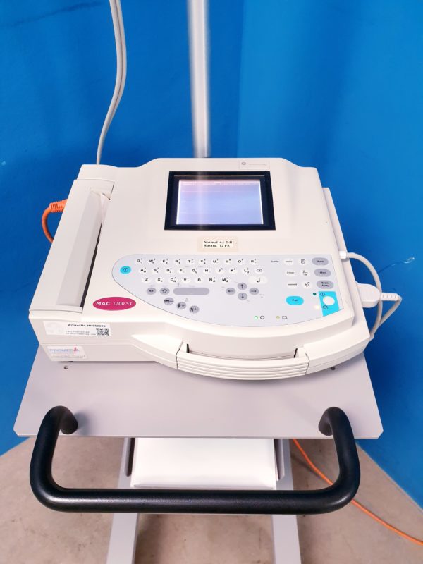 GE MAC 1200 ST 1200ST EKG Gerät mit Sauganlage auf fahrbarem Gestell – Bild 3