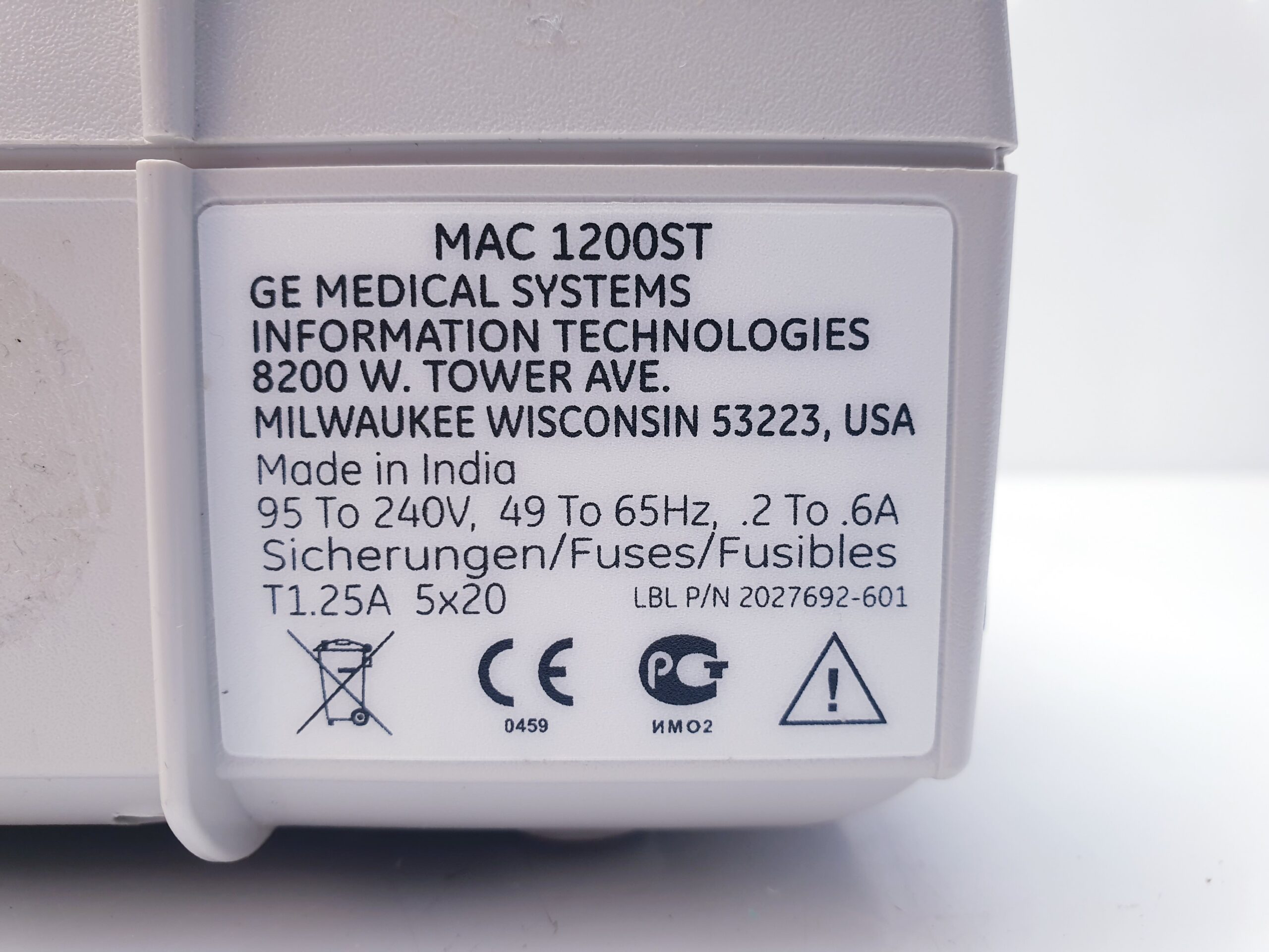 GE mac 1200 - MAC1200 EKG - Ohne Ableitungskabel – Bild 7