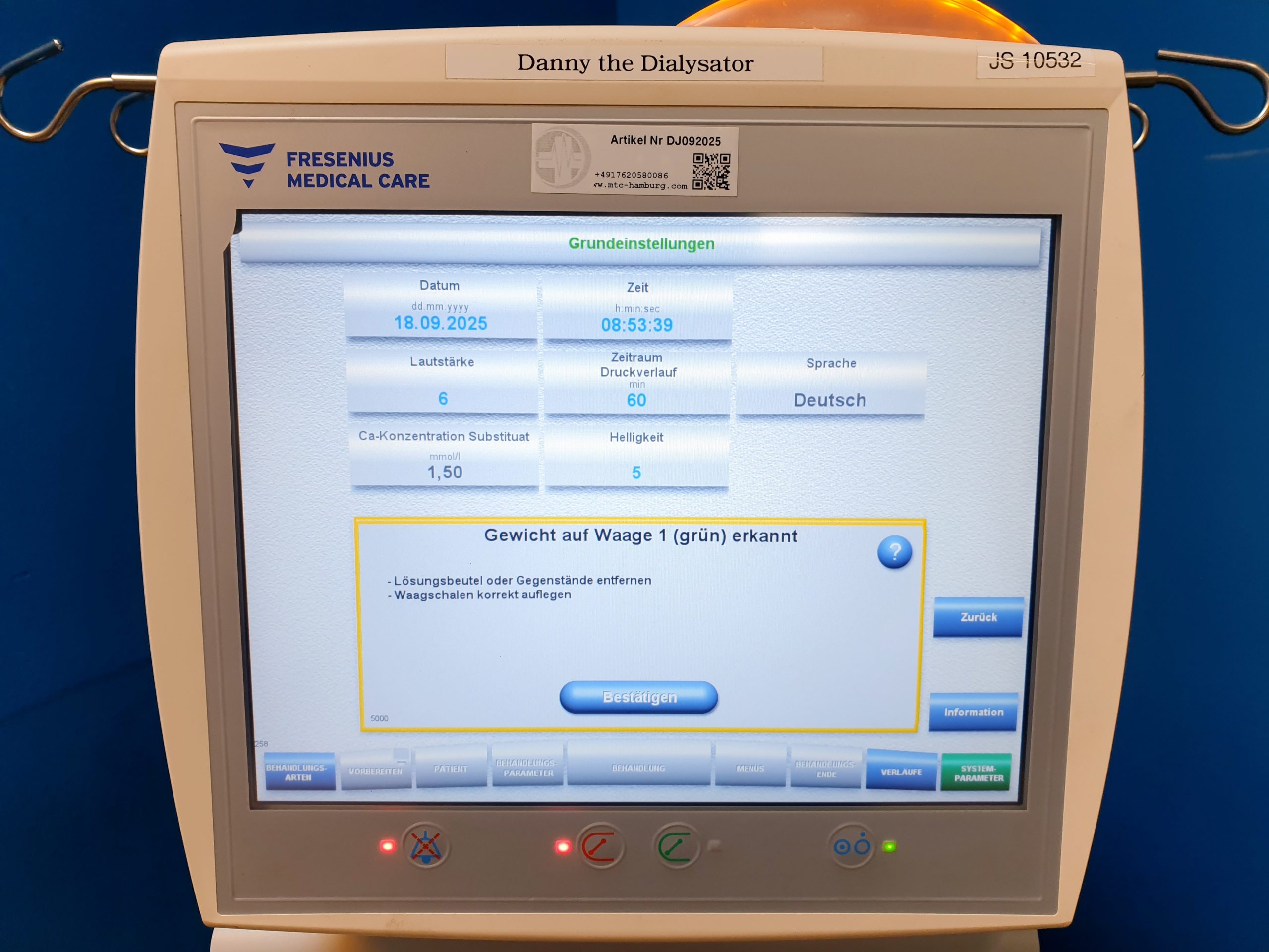 Fresenius multifiltratePRO - Dialysegerät - Fresenius Multi Filtrate PRO – Bild 5