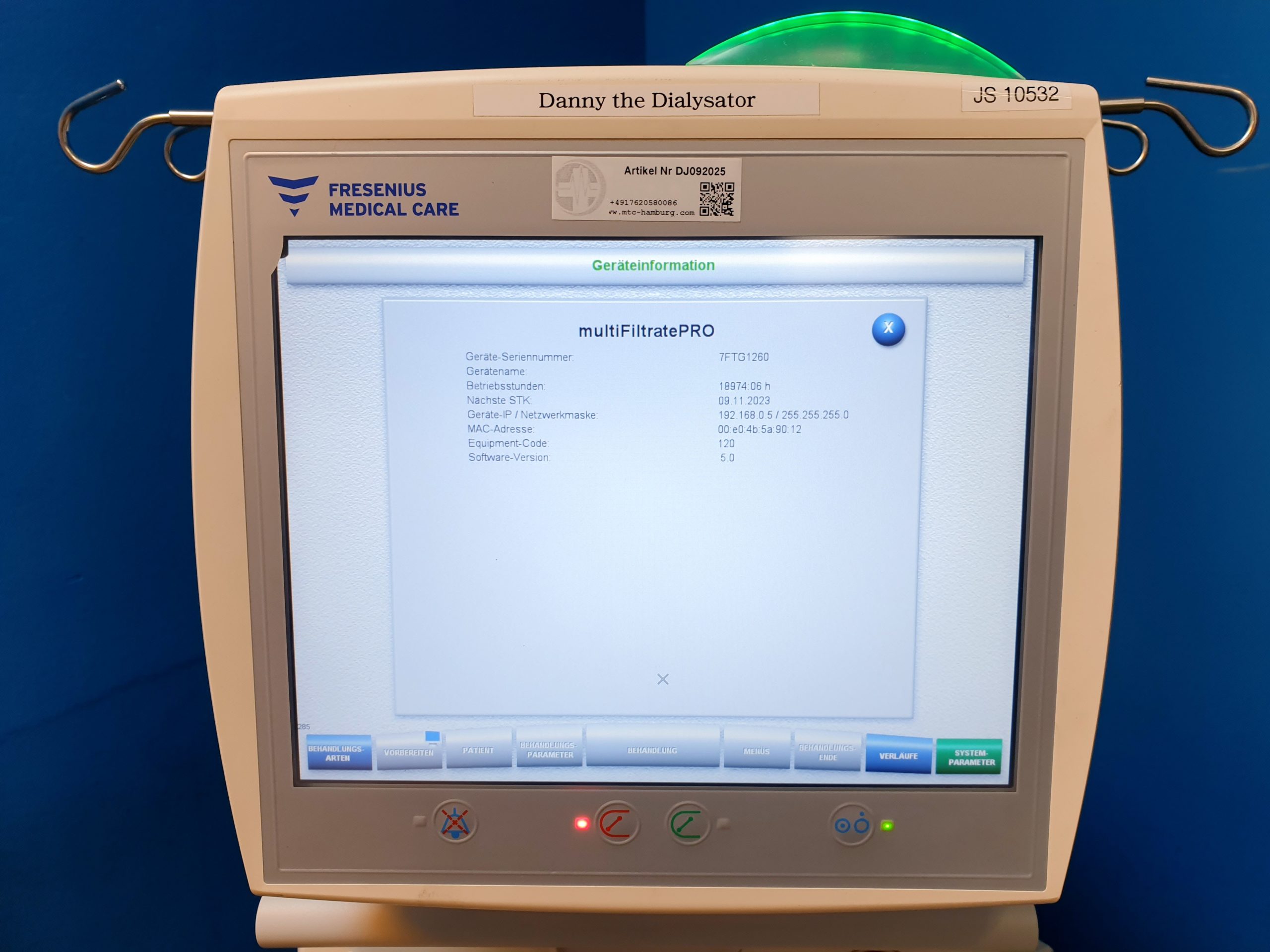 Fresenius multifiltratePRO - Dialysegerät - Fresenius Multi Filtrate PRO – Bild 6