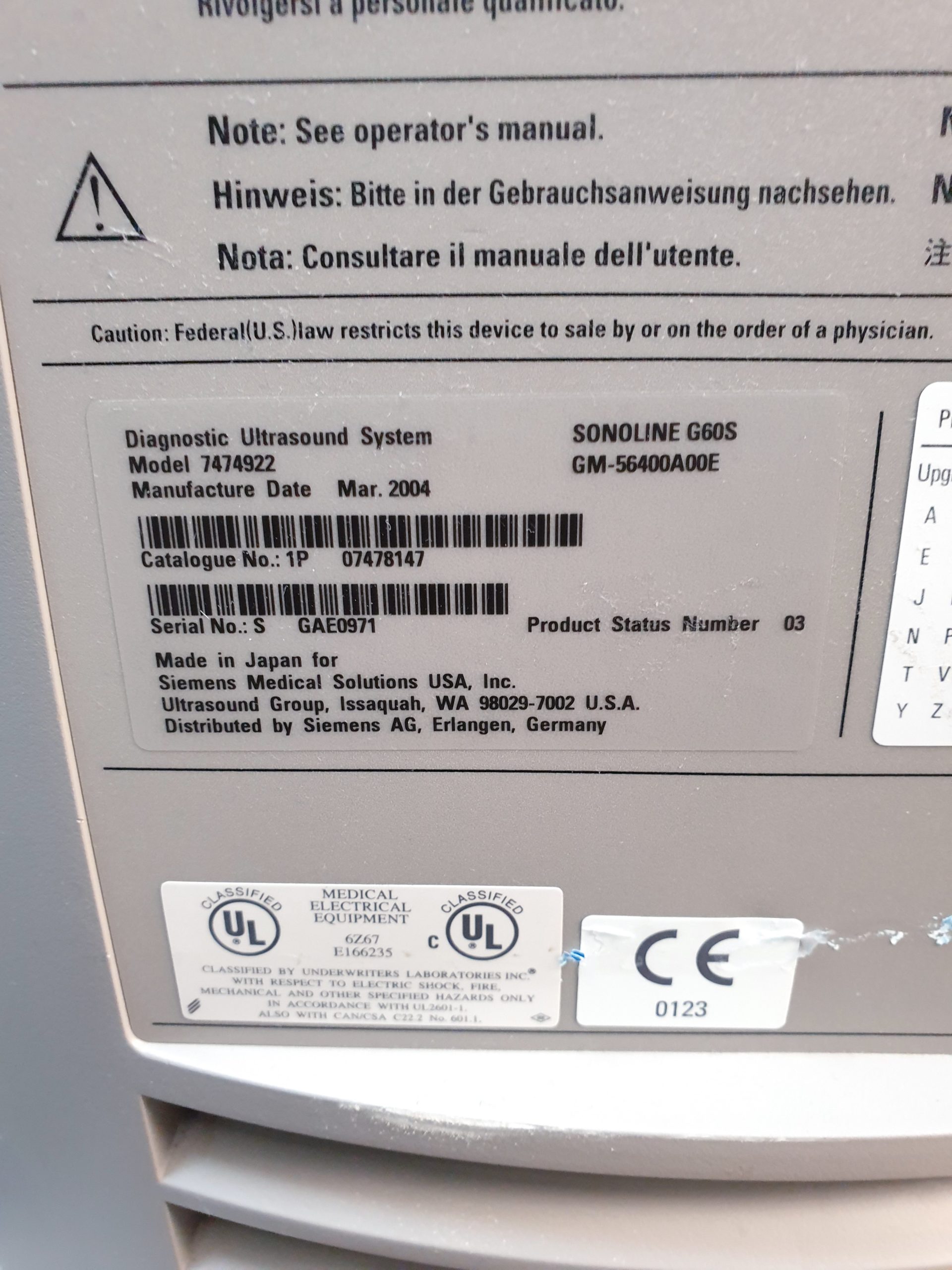 Siemens SONOLINE G60S Ultraschallgerät mit Sonden VF13-5 + C6-2 – Bild 14