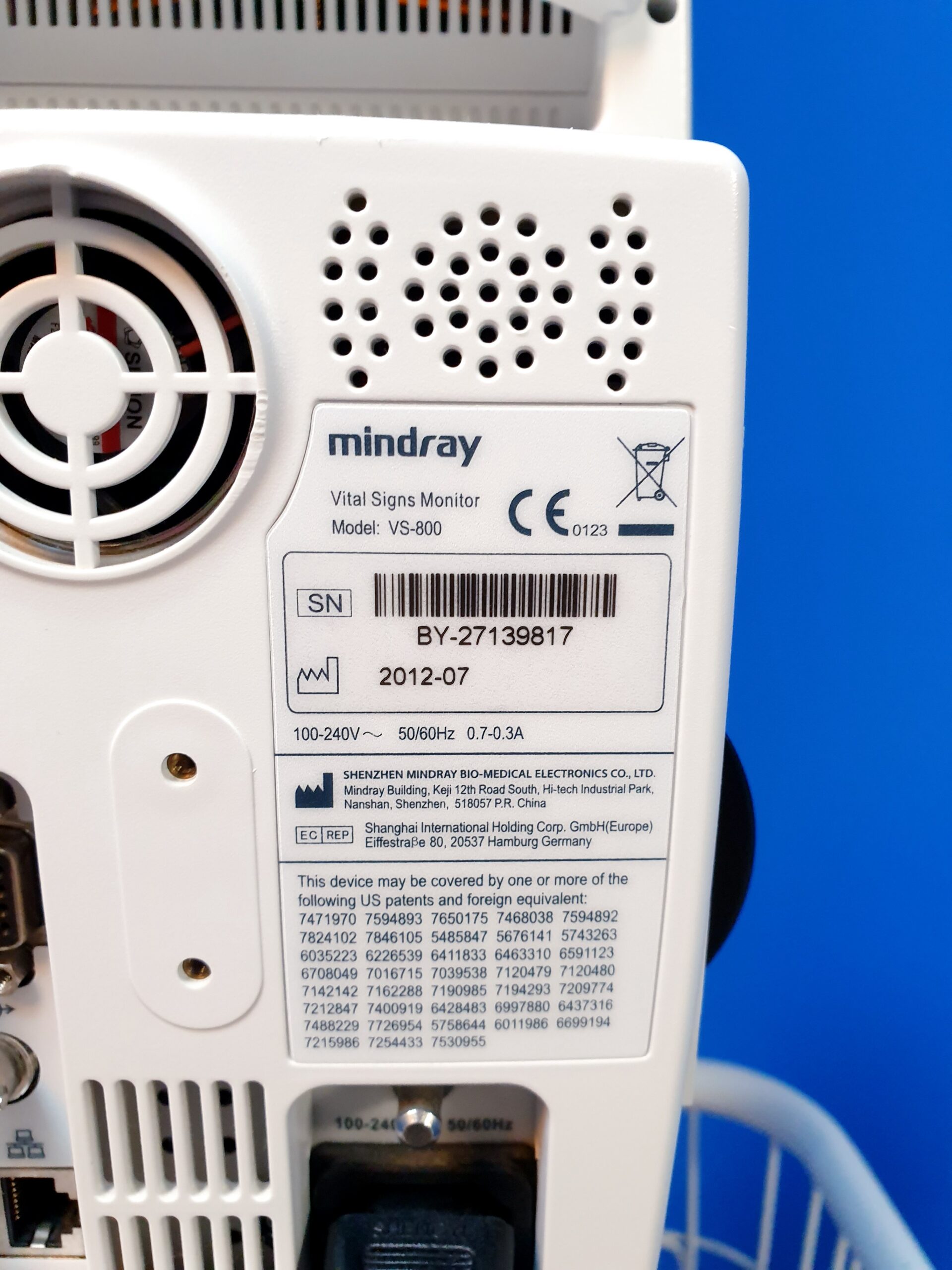 Mindray VS-800 Vital VS 800 - VS800 Signs Monitor ÜBERWACHUNGSMONITOR NiBp + SpO2 Ohne Zubehör auf Bahrbarem Gestell – Bild 8
