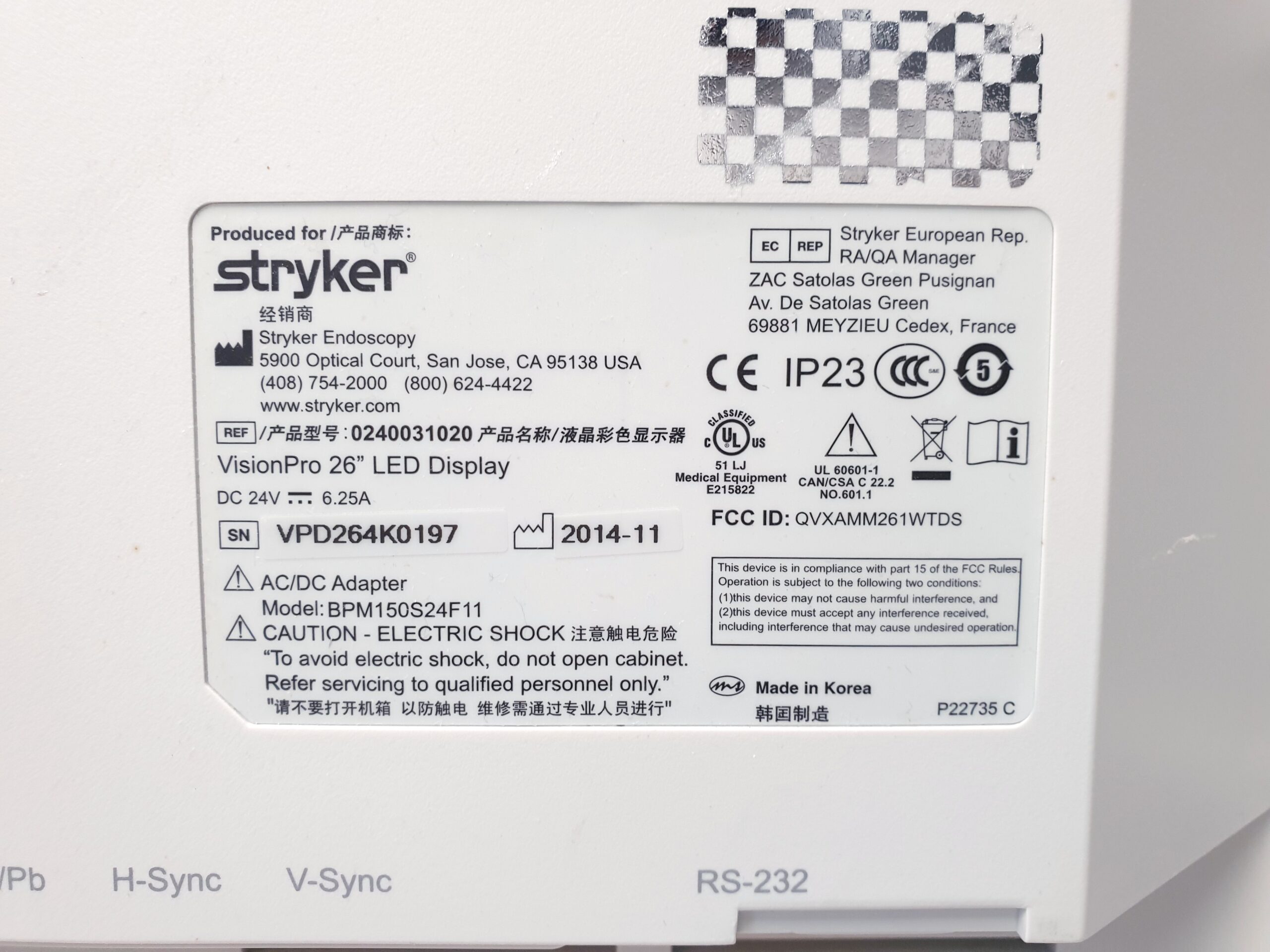 Stryker VisionPro 26" LED Display 024 031 020 mit Netzteil – Bild 8