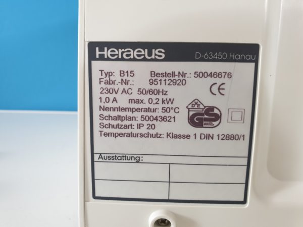 Heraeus B15 Wärmeschrank Umluft-Brutschrank  20-50°C