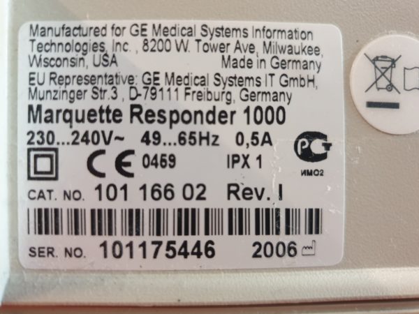 GE Healthcare Hellige Marquette Responder 1000 Defibrillator - Netzbetrieb - Akkuleistung ist uns unbekannt--