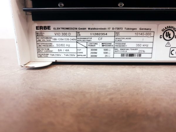 Erbe VIO 300 D // 300D HF Gerät mit Fußschalter SW- 1.7.2 Germanic +  STK - Prüfprotokoll