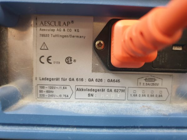 Aesculap GA627M - GA627 M  Ladegerät für GA 616 GA 626 GA 646
