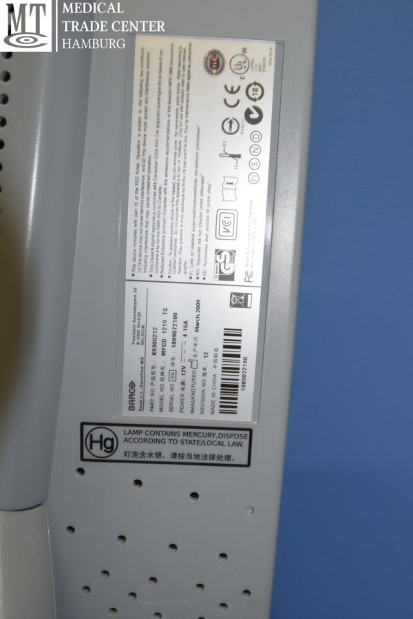 Barco MFCD-1219-TS Color Touchscreen LCD Medical Display K9300212 19 inch