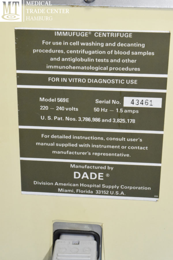 Dade 569 E IMMUFUGE Zentrifuge