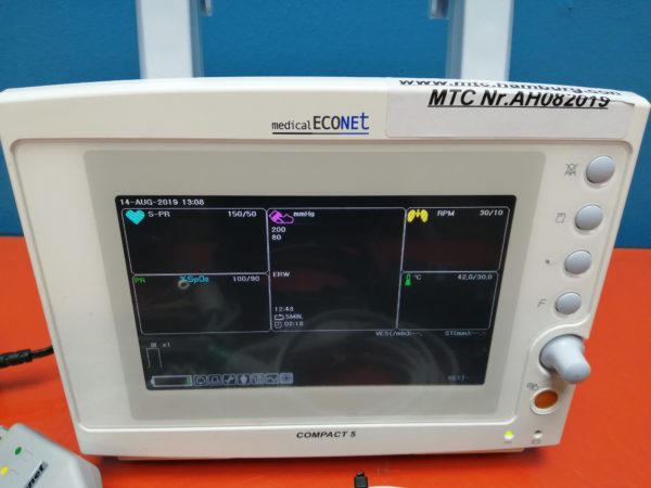 medical ECONET Compact 5 Tragbarer Patientenmonitor / Überwachungsmonitor mit Zubehör